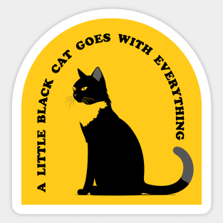 A Little Black Cat Goes With Everything yellow Sticker